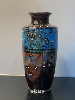 Antique Japanese Meiji Cloisonné Blue Enamel Phonex Drygon Ginbari Vase 6