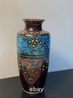 Antique Japanese Meiji Cloisonné Blue Enamel Phonex Drygon Ginbari Vase 6