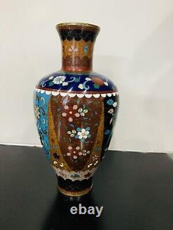 Antique Japanese Meiji Cloisonné Enamel 8 inch Vase 19th Century