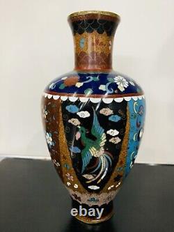 Antique Japanese Meiji Cloisonné Enamel 8 inch Vase 19th Century