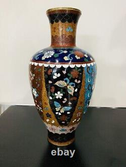 Antique Japanese Meiji Cloisonné Enamel 8 inch Vase 19th Century