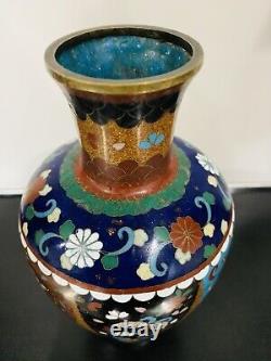 Antique Japanese Meiji Cloisonné Enamel 8 inch Vase 19th Century