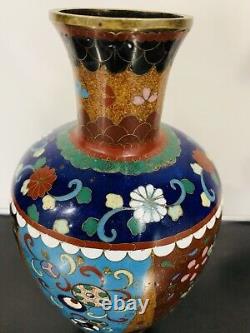 Antique Japanese Meiji Cloisonné Enamel 8 inch Vase 19th Century