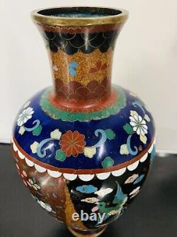 Antique Japanese Meiji Cloisonné Enamel 8 inch Vase 19th Century