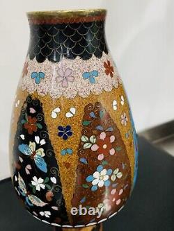 Antique Japanese Meiji Cloisonné Enamel 8 inch Vase 19th Century