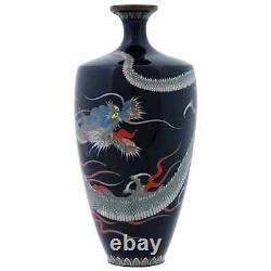 Antique Japanese Meiji Cloisonne Enamel Dragon Vase