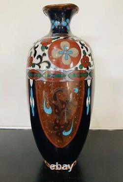 Antique Japanese Meiji Cloisonné Enamel Ginbari 7 Inch Vase 19th Century