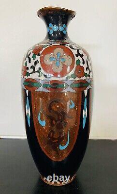 Antique Japanese Meiji Cloisonné Enamel Ginbari 7 Inch Vase 19th Century