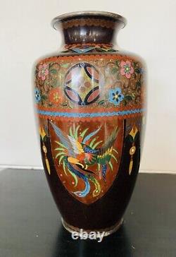 Antique Japanese Meiji Cloisonné Enamel Ginbari 7 Inch Vase 19th Century