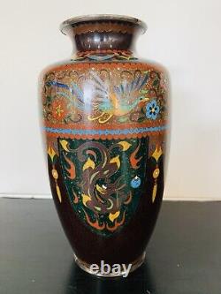 Antique Japanese Meiji Cloisonné Enamel Ginbari 7 Inch Vase 19th Century