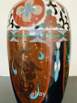 Antique Japanese Meiji Cloisonné Enamel Ginbari 7 Inch Vase 19th Century