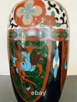 Antique Japanese Meiji Cloisonné Enamel Ginbari 7 Inch Vase 19th Century