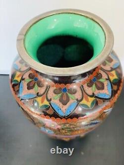 Antique Japanese Meiji Cloisonné Enamel Ginbari 7 Inch Vase 19th Century