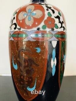 Antique Japanese Meiji Cloisonné Enamel Ginbari 7 Inch Vase 19th Century