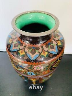 Antique Japanese Meiji Cloisonné Enamel Ginbari 7 Inch Vase 19th Century