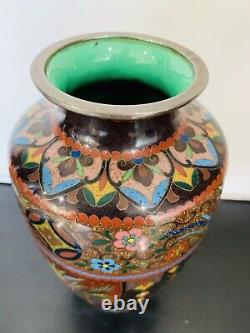 Antique Japanese Meiji Cloisonné Enamel Ginbari 7 Inch Vase 19th Century