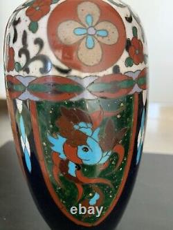 Antique Japanese Meiji Cloisonné Enamel Ginbari 7 Inch Vase 19th Century