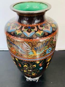 Antique Japanese Meiji Cloisonné Enamel Ginbari 7 Inch Vase 19th Century