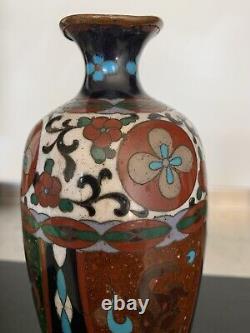 Antique Japanese Meiji Cloisonné Enamel Ginbari 7 Inch Vase 19th Century