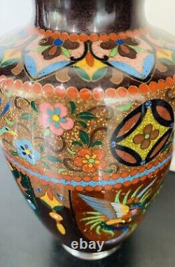 Antique Japanese Meiji Cloisonné Enamel Ginbari 7 Inch Vase 19th Century