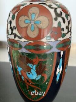 Antique Japanese Meiji Cloisonné Enamel Ginbari 7 Inch Vase 19th Century