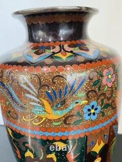 Antique Japanese Meiji Cloisonné Enamel Ginbari 7 Inch Vase 19th Century