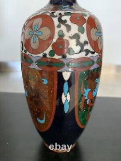 Antique Japanese Meiji Cloisonné Enamel Ginbari 7 Inch Vase 19th Century