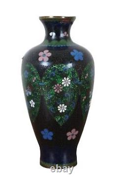 Antique Japanese Meiji Cloisonne Enamel Ginbari Floral Butterfly Bud Vase 6