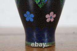 Antique Japanese Meiji Cloisonne Enamel Ginbari Floral Butterfly Bud Vase 6