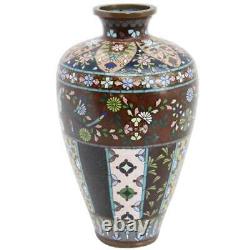 Antique Japanese Meiji Cloisonne Enamel Goldstone Baluster Bud Vase c. 1900