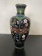 Antique Japanese Meiji Cloisonné Enamel Goldstone Butterfly Vase 6 Inches Tall