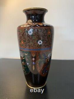 Antique Japanese Meiji Cloisonné Enamel Phonex Drygon Gold Dust Ginbari Vase