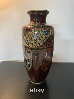 Antique Japanese Meiji Cloisonné Enamel Phonex Drygon Gold Dust Ginbari Vase