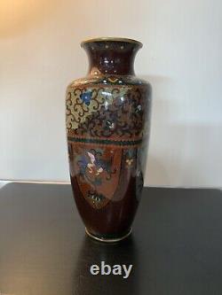 Antique Japanese Meiji Cloisonné Enamel Phonex Drygon Gold Dust Ginbari Vase