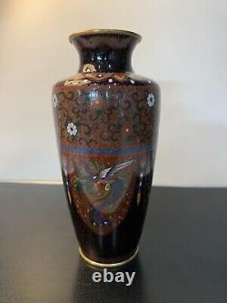 Antique Japanese Meiji Cloisonné Enamel Phonex Drygon Gold Dust Ginbari Vase