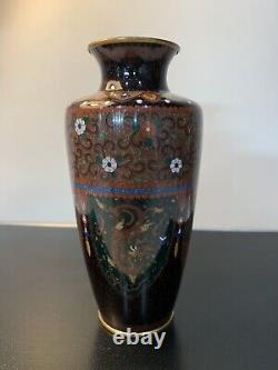 Antique Japanese Meiji Cloisonné Enamel Phonex Drygon Gold Dust Ginbari Vase