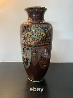 Antique Japanese Meiji Cloisonné Enamel Phonex Drygon Gold Dust Ginbari Vase