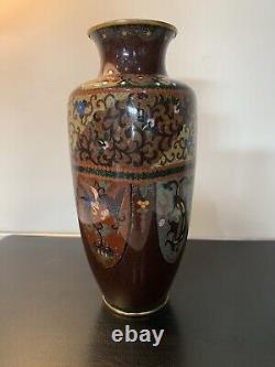 Antique Japanese Meiji Cloisonné Enamel Phonex Drygon Gold Dust Ginbari Vase