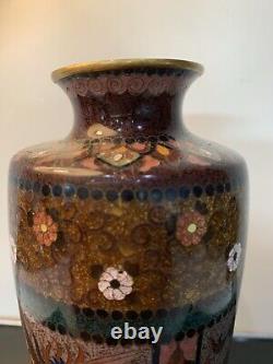 Antique Japanese Meiji Cloisonné Enamel Phonex Drygon Gold Dust Ginbari Vase