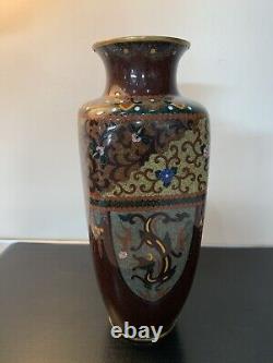 Antique Japanese Meiji Cloisonné Enamel Phonex Drygon Gold Dust Ginbari Vase