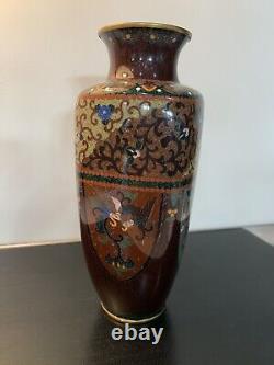 Antique Japanese Meiji Cloisonné Enamel Phonex Drygon Gold Dust Ginbari Vase