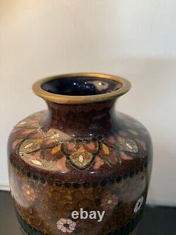 Antique Japanese Meiji Cloisonné Enamel Phonex Drygon Gold Dust Ginbari Vase