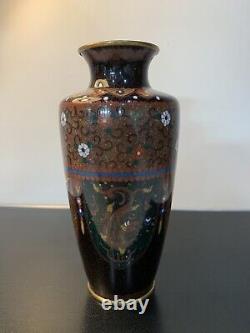 Antique Japanese Meiji Cloisonné Enamel Phonex Drygon Gold Dust Ginbari Vase