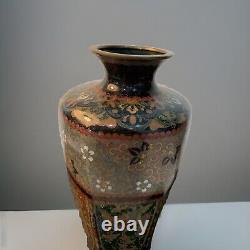 Antique Japanese Meiji Cloisonné Enamel Phonex Drygon Gold Dust Ginbari Vase