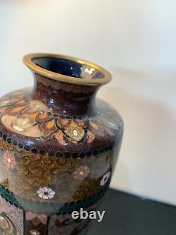 Antique Japanese Meiji Cloisonné Enamel Phonex Drygon Gold Dust Ginbari Vase