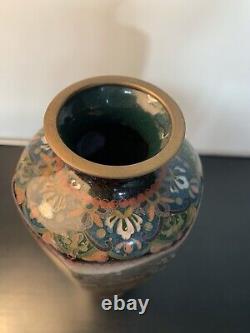 Antique Japanese Meiji Cloisonné Enamel Phonex Drygon Gold Dust Ginbari Vase