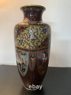 Antique Japanese Meiji Cloisonné Enamel Phonex Drygon Gold Dust Ginbari Vase