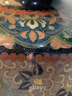 Antique Japanese Meiji Cloisonné Enamel Phonex Drygon Gold Dust Ginbari Vase