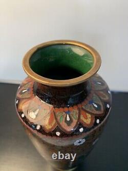 Antique Japanese Meiji Cloisonné Enamel Phonex Drygon Gold Dust Ginbari Vase