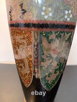 Antique Japanese Meiji Cloisonné Enamel Phonex Drygon Gold Dust Ginbari Vase